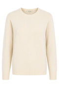 Kangra Cashmere Damen Rundhalspullover glatt Strick Creme