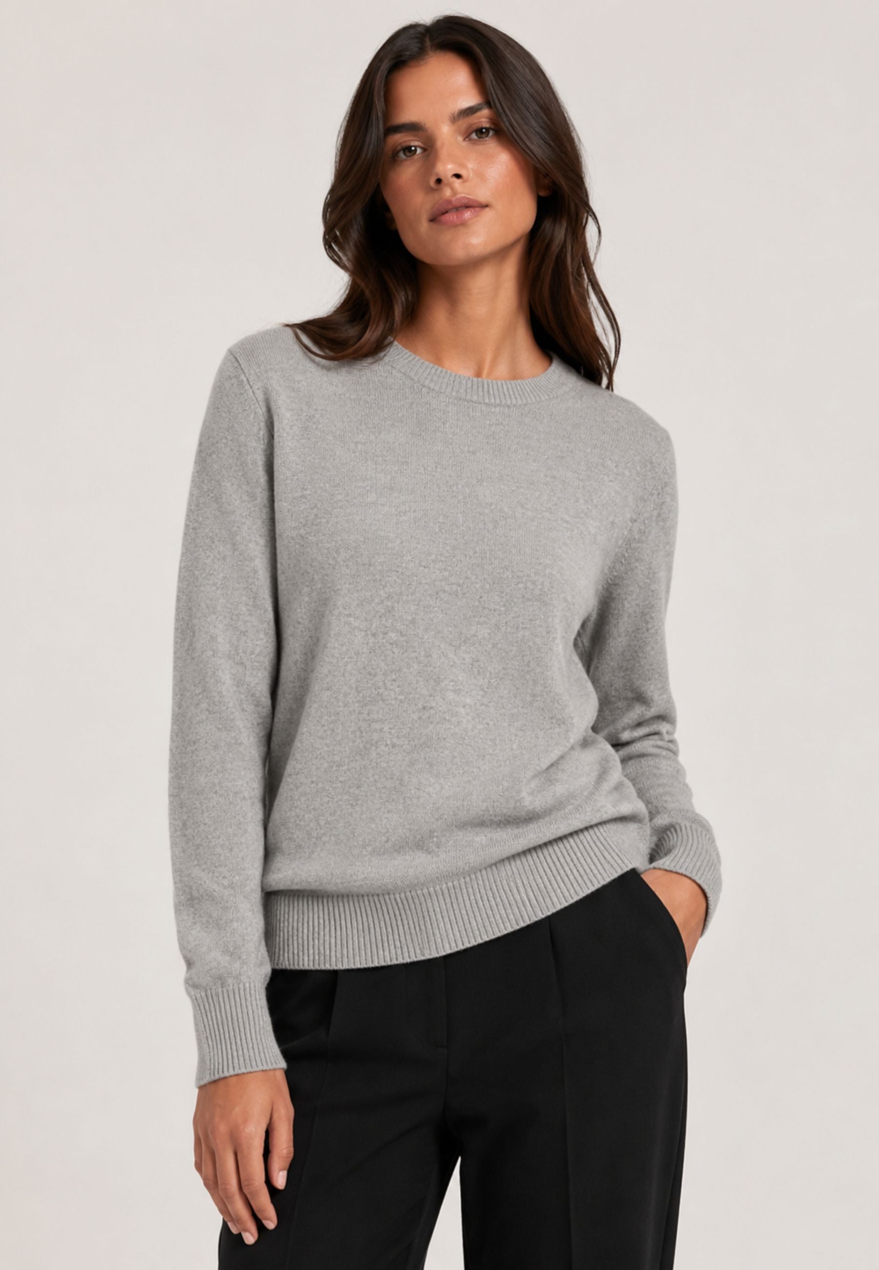 Kangra Cashmere Maglia Donna Girocollo Rasato Grigio Melange 