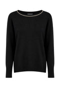 Kangra Cashmere Maglia Donna Scollo a Barca con Passamaneria Nero