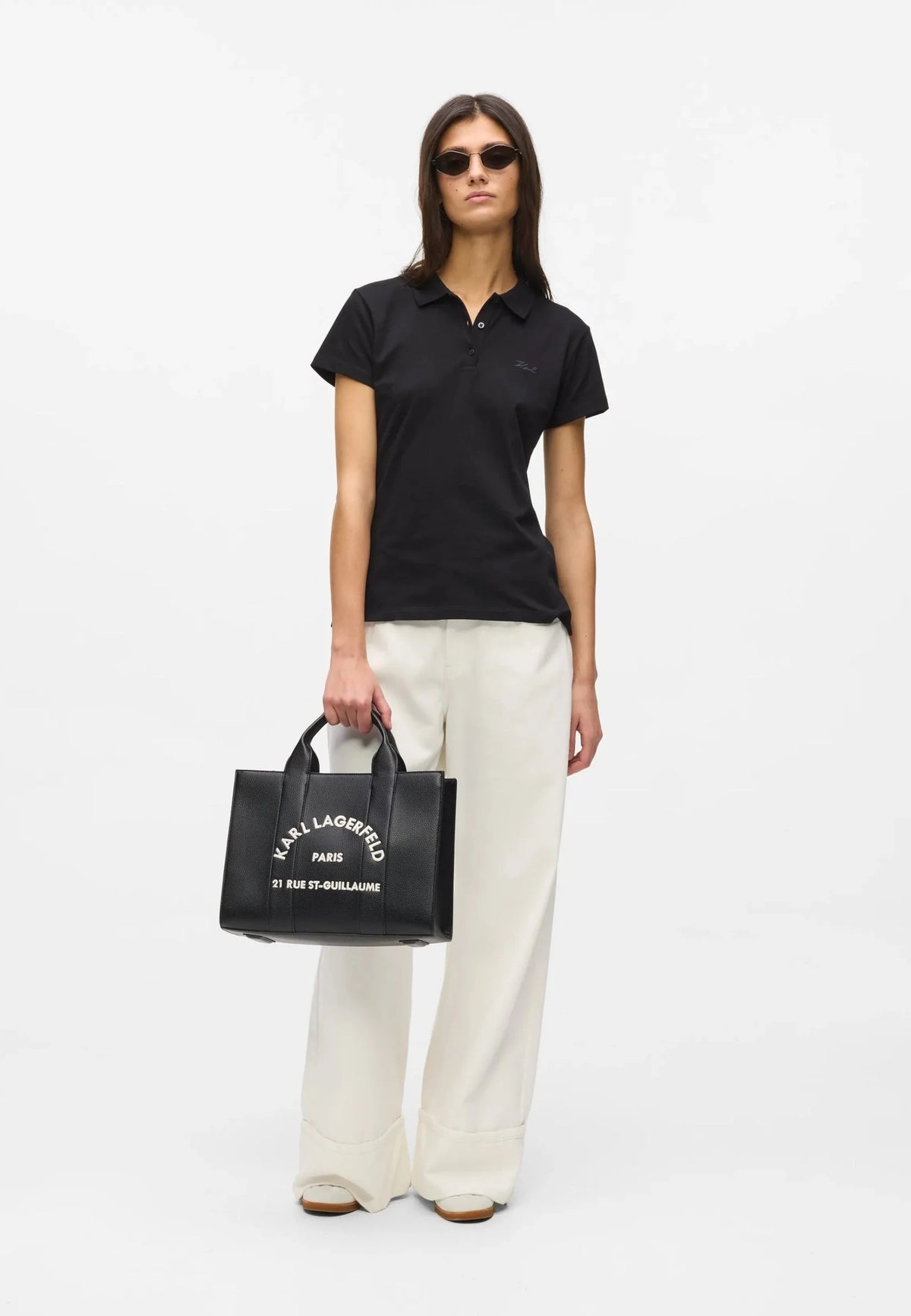 Karl Lagerfeld - Borsa Tote Media Rue St-Guillaume in Similpelle Nera 