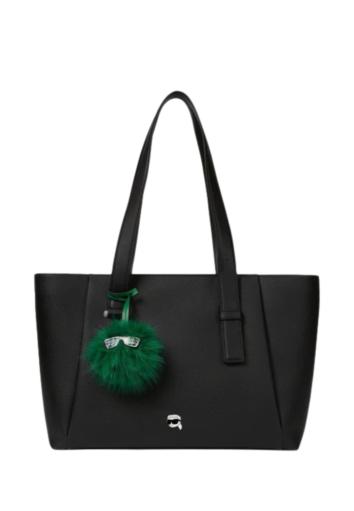 KARL LAGERFELD - Borsa tote grande Ikon Pebble con spilla Nero 