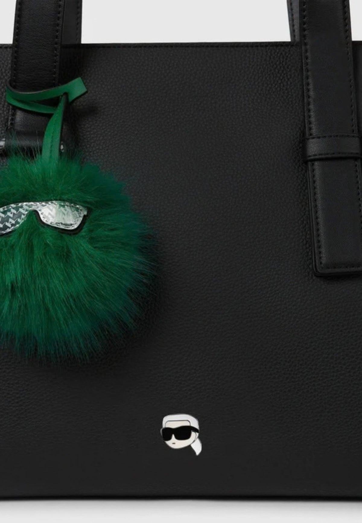 KARL LAGERFELD - Borsa tote grande Ikon Pebble con spilla Nero 