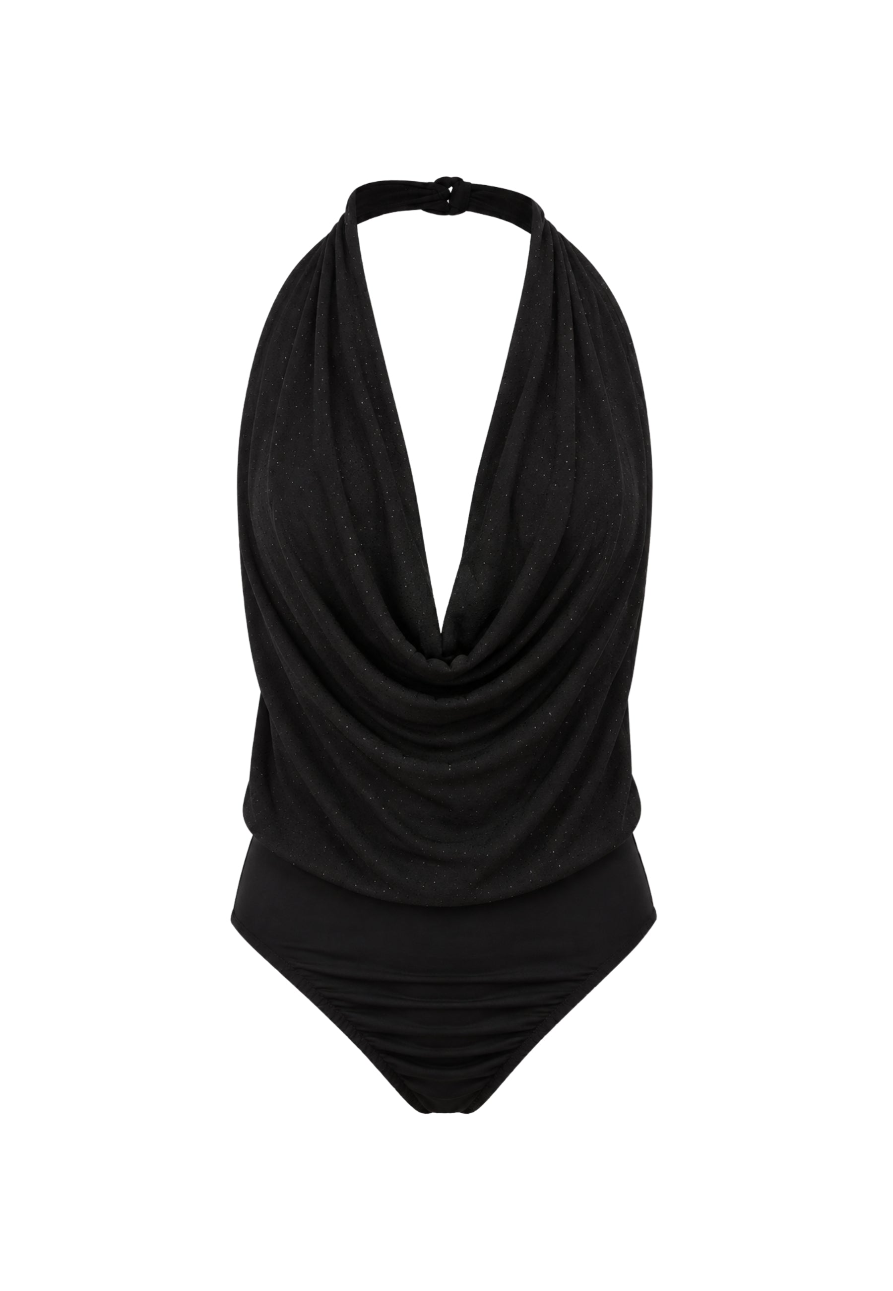 Kikisix - Body Donna Nero con Scollo Drappeggiato 