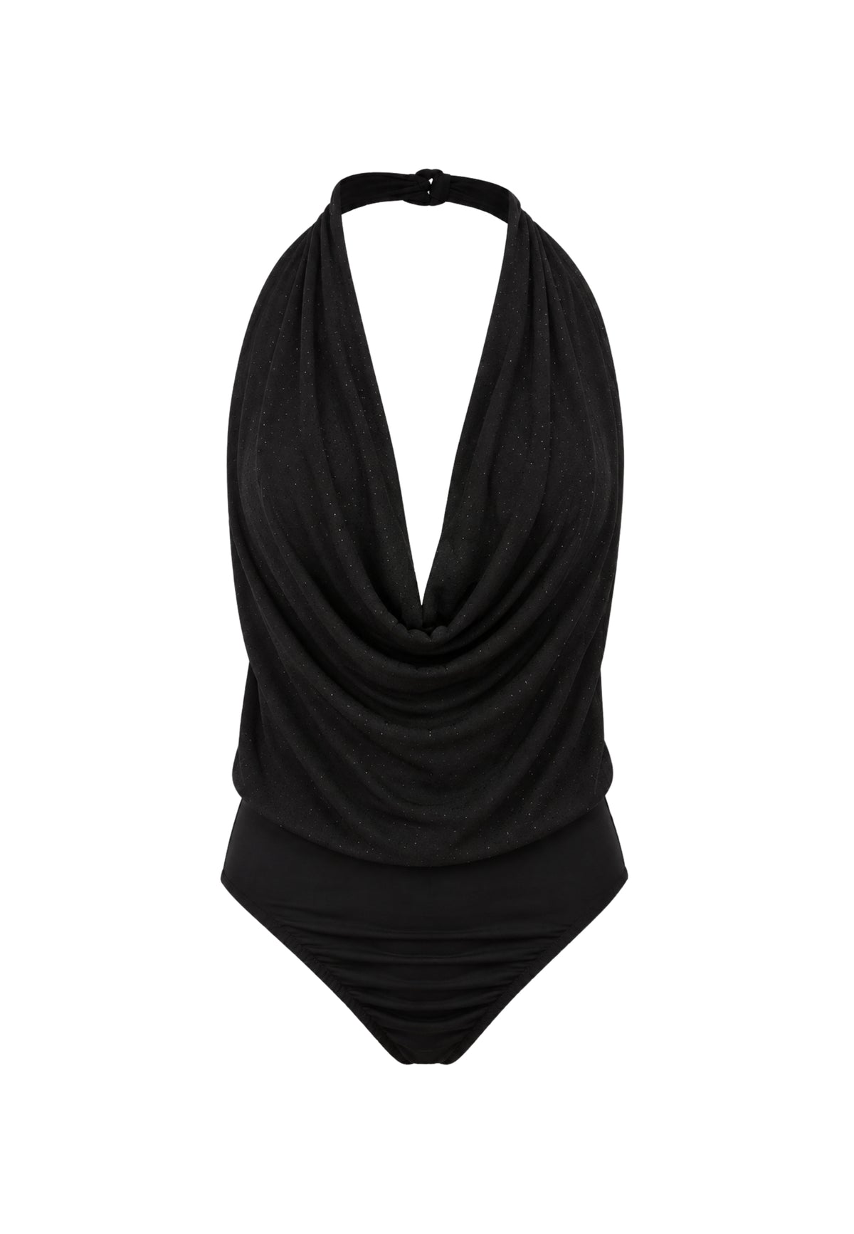 Kikisix - Body Donna Nero con Scollo Drappeggiato 