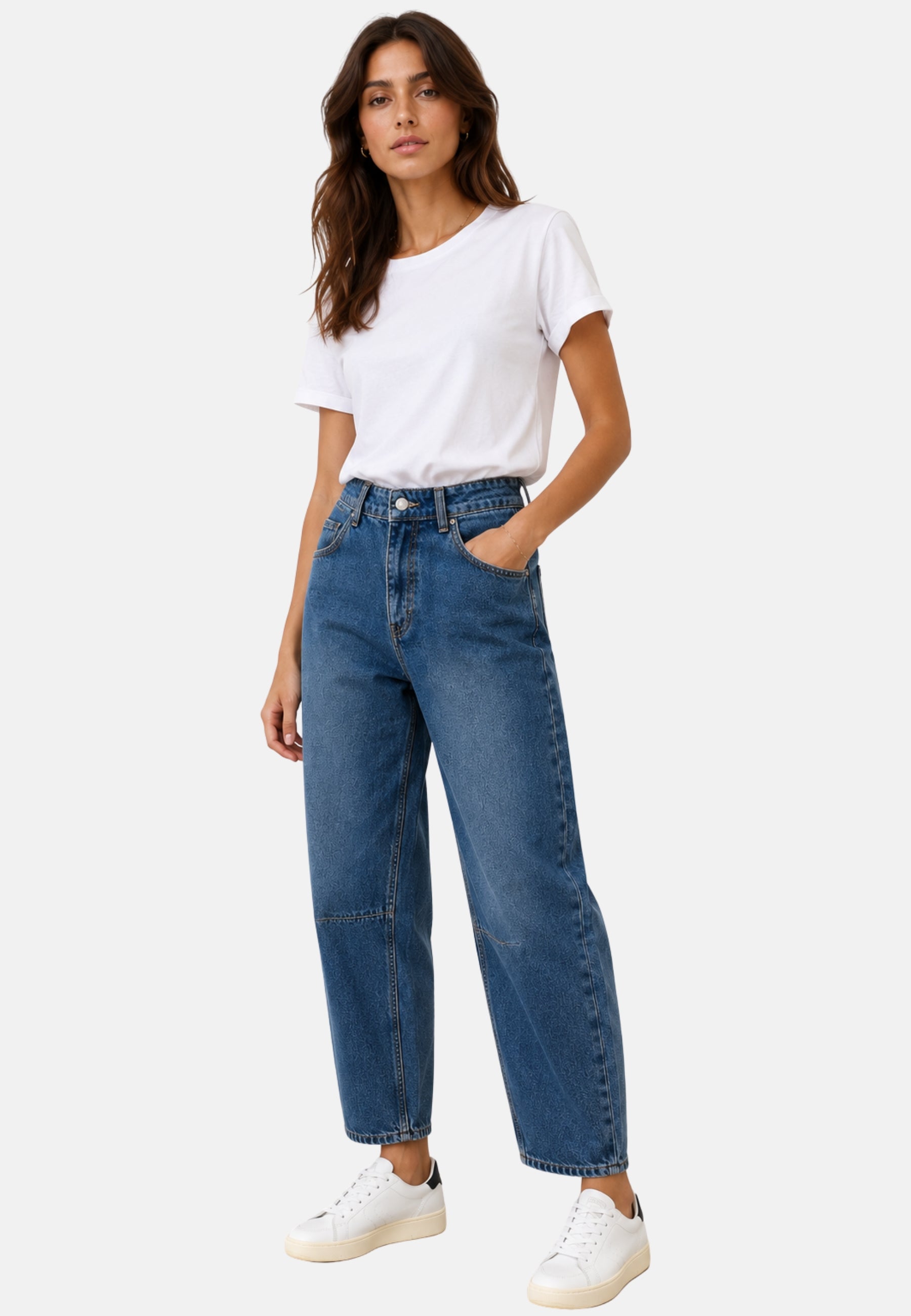 KIKISIX Jeans Donna Wide Leg in Denim Blu 