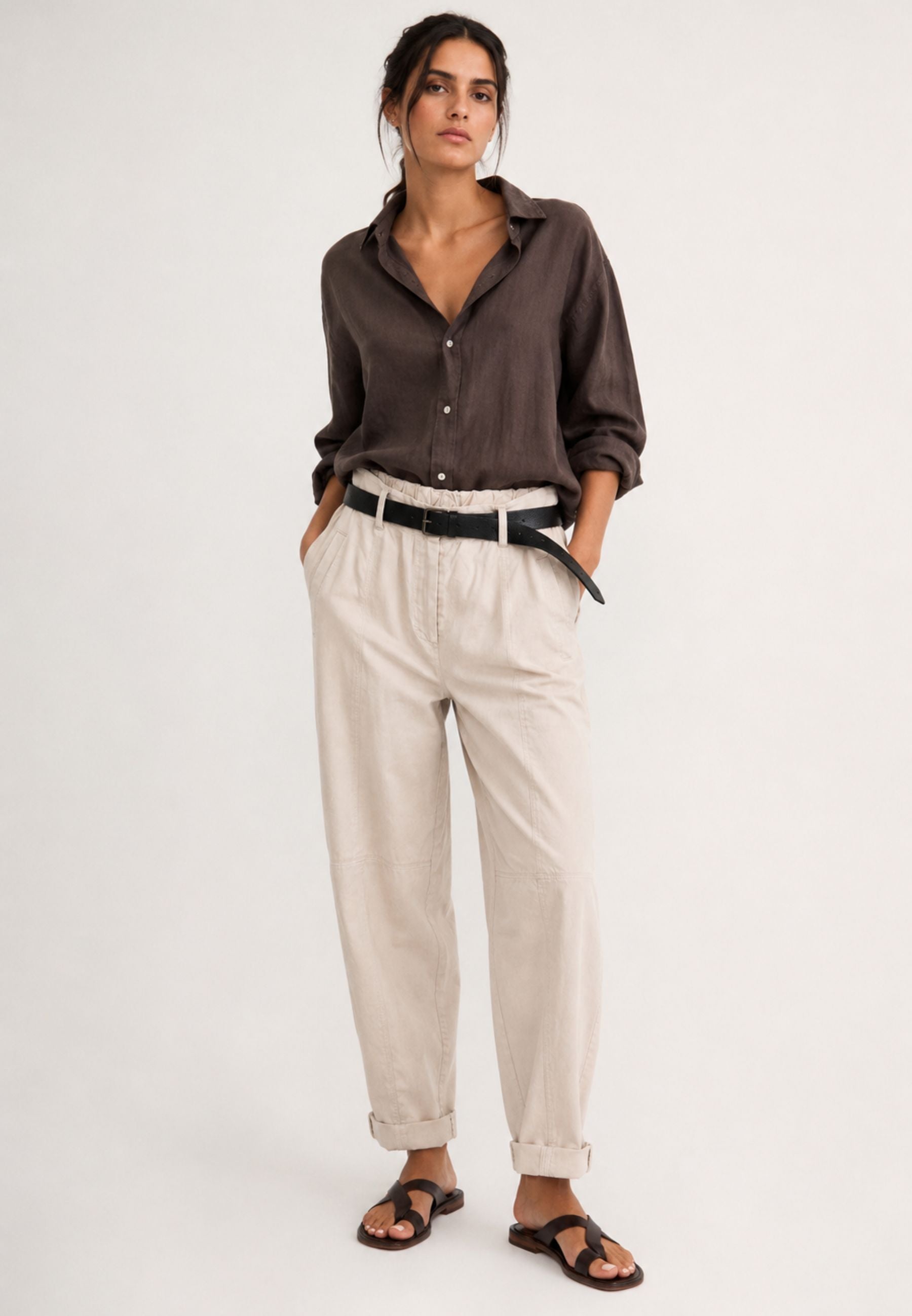 Pantalone KIKISIX in Cotone Stretch con Cintura 
