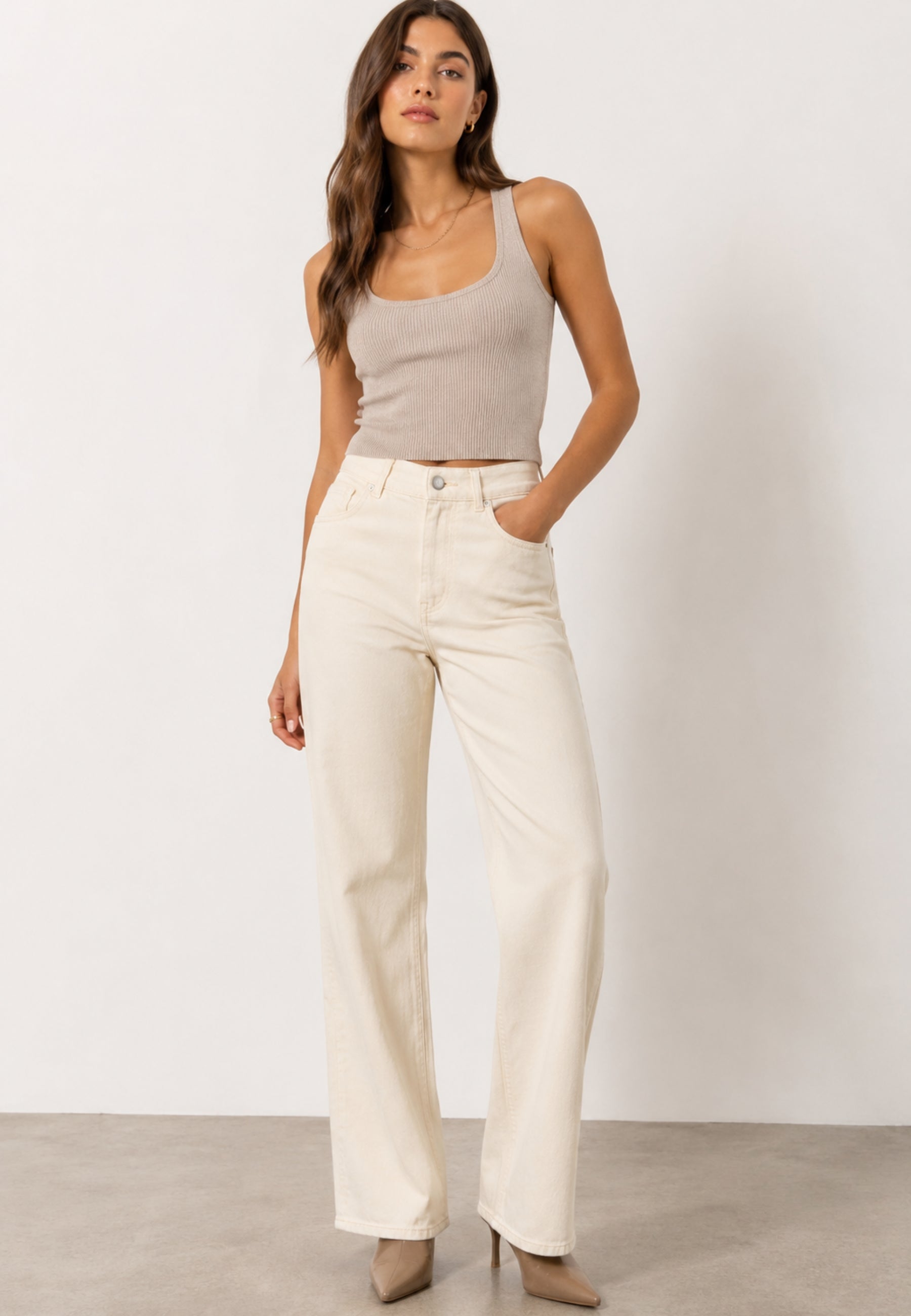 KIKISIX Jeans Panna in Cotone 