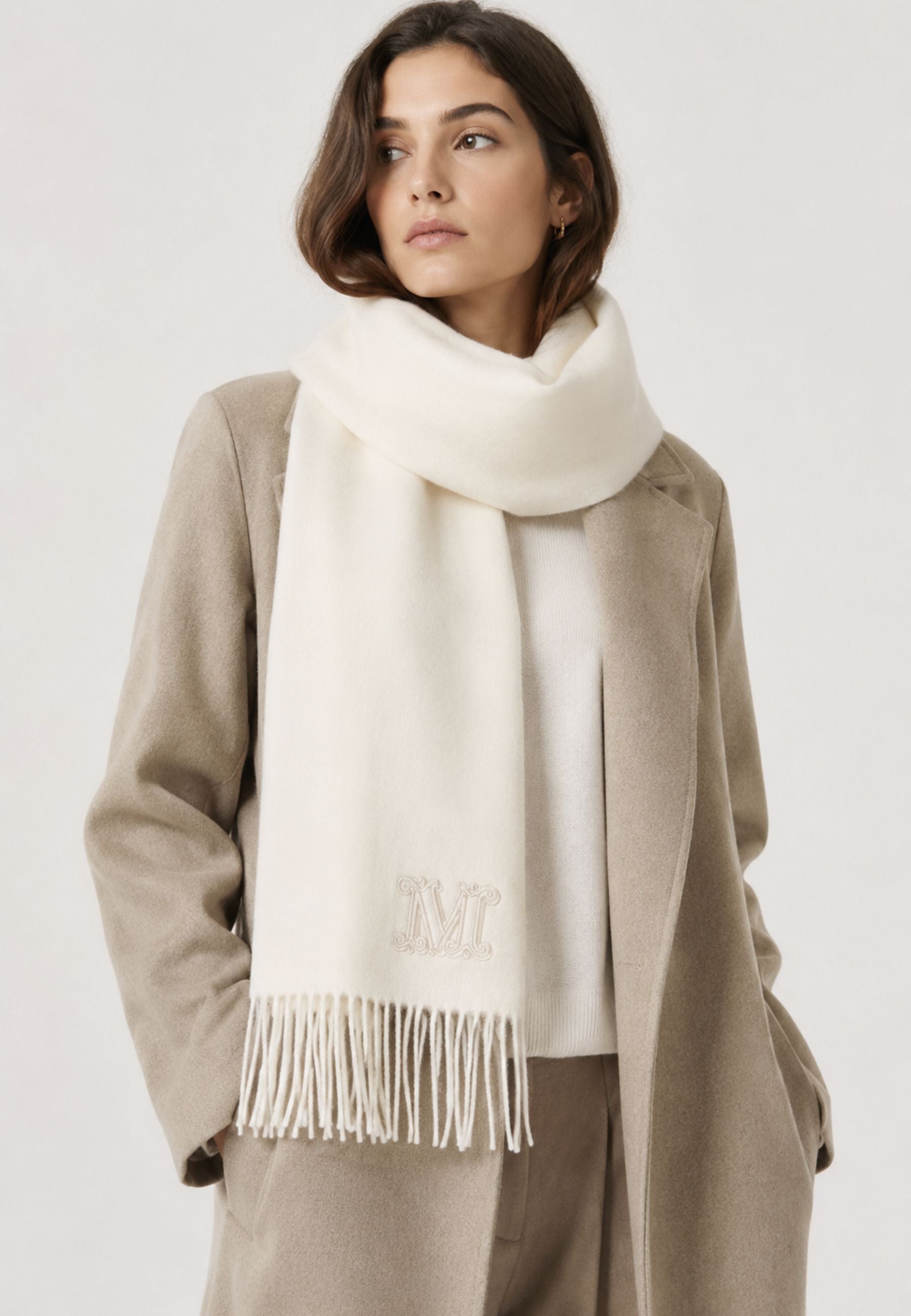 Max Mara Wsdalia - Sciarpa in Cashmere con Bordo Sfrangiato 