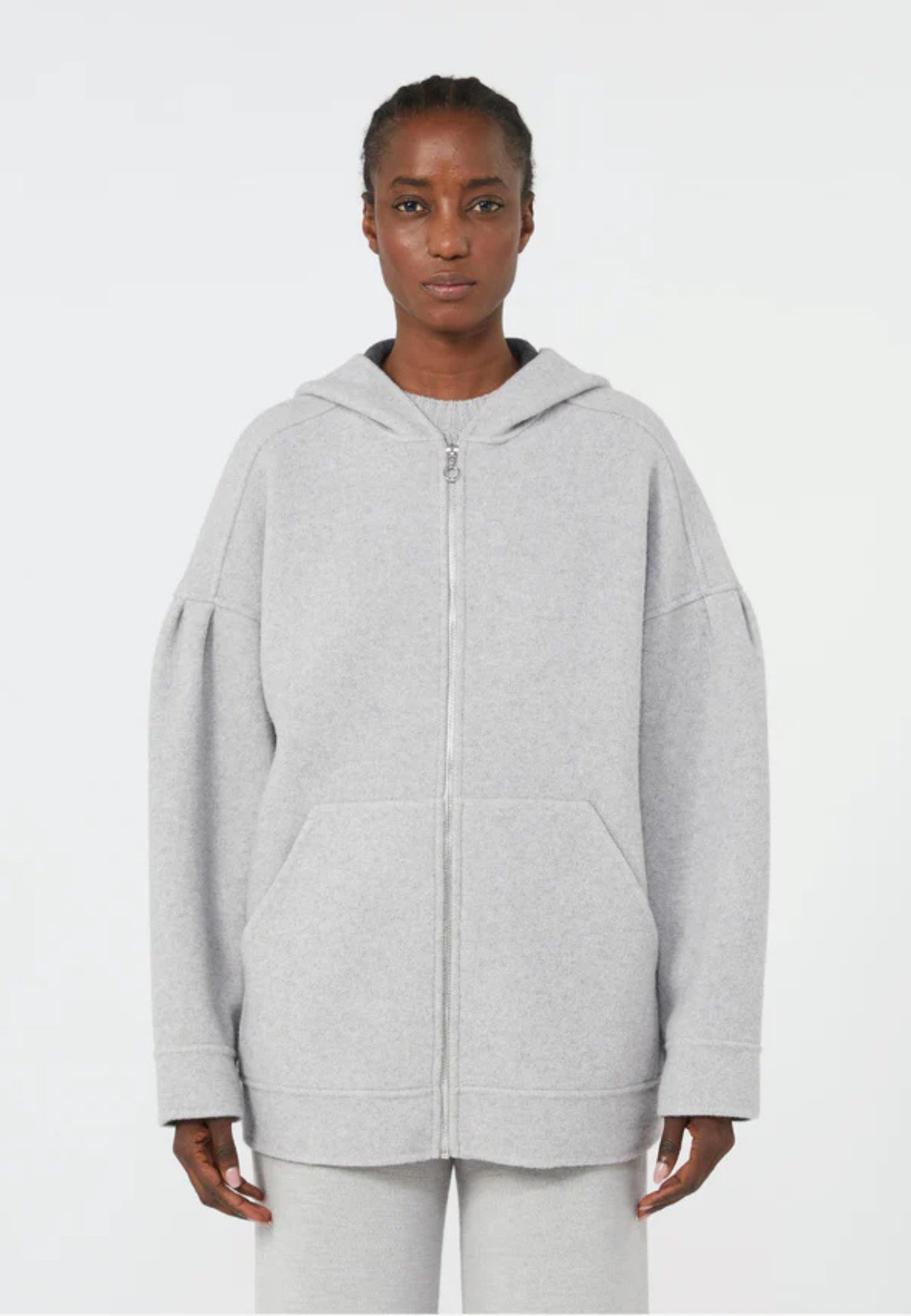 MM MAX MARA Giacca con Cappuccio in Misto Lana Modello Sottile 