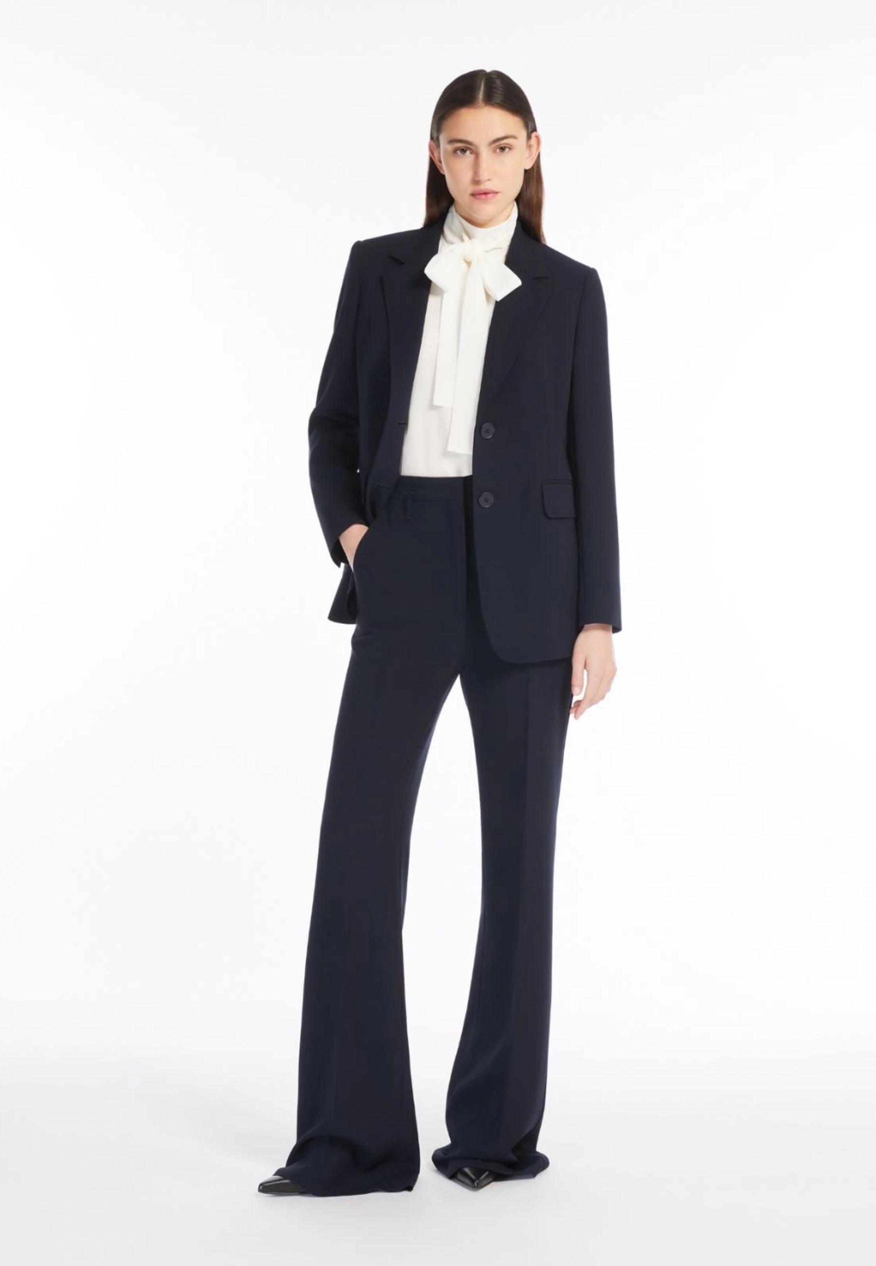 Max Mara Studio - Pantalone a zampa in cady blu 