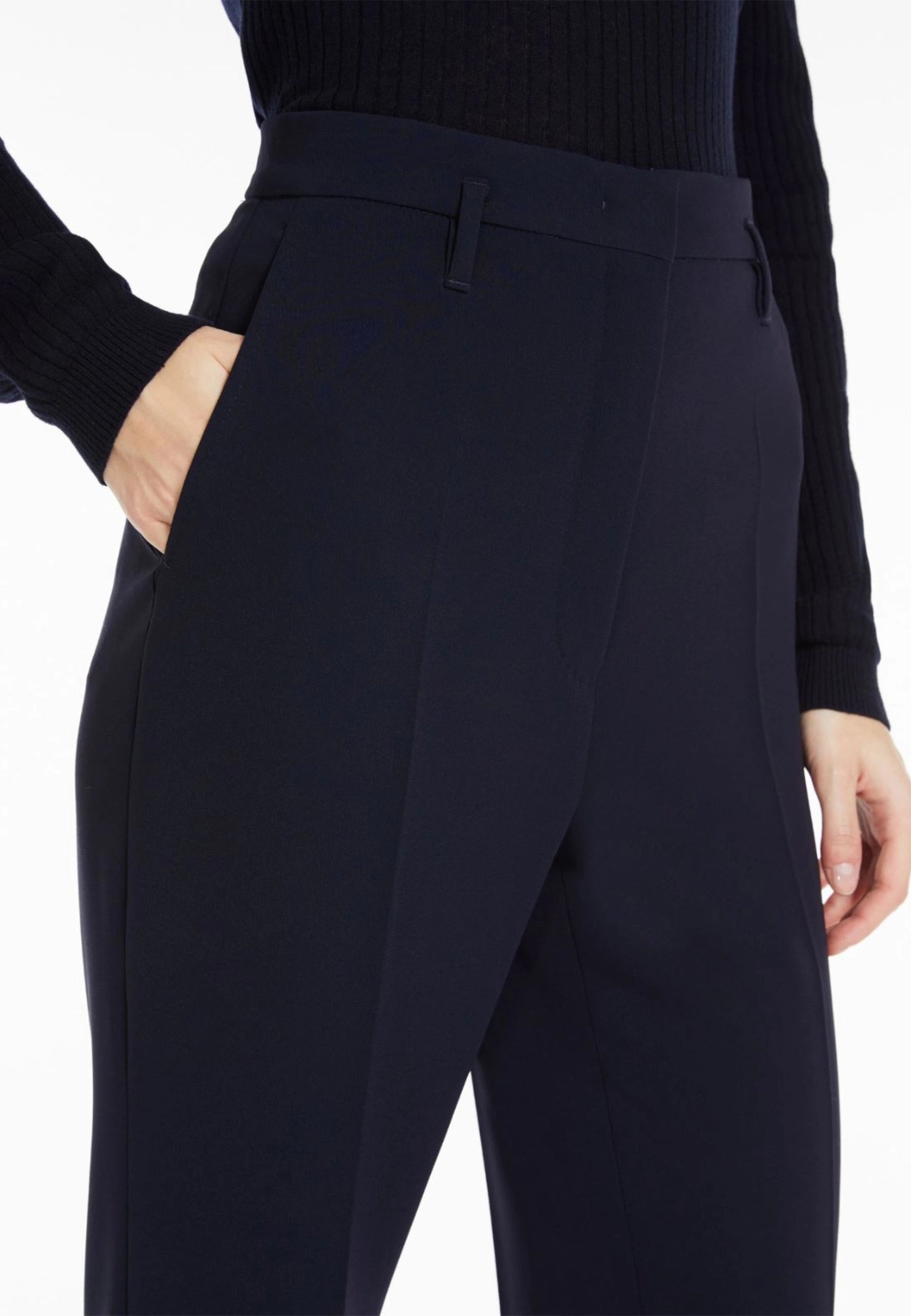 Max Mara Studio - Pantalone a zampa in cady blu 