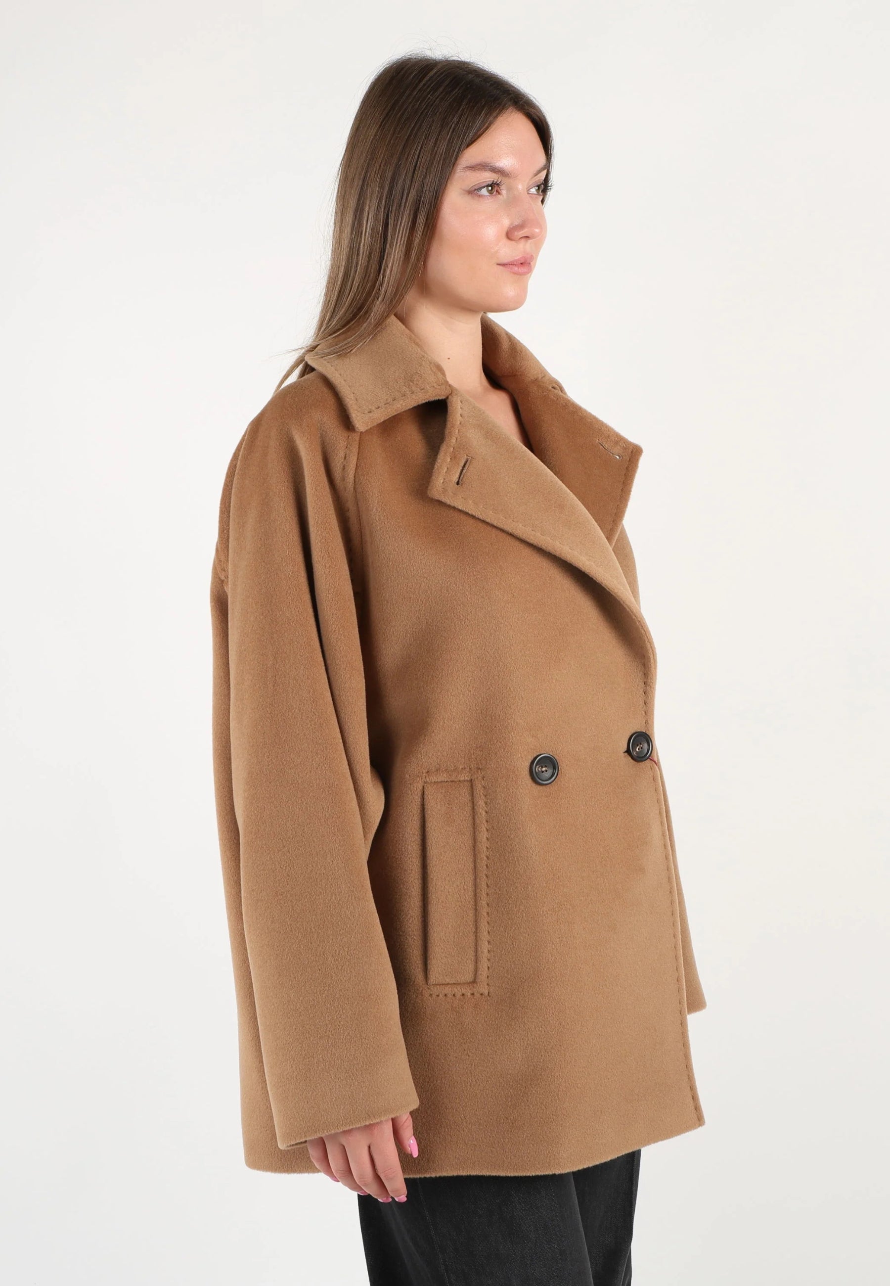 Max Mara Studio Ariano Caban Doppiopetto Donna in Pura Lana Vergine 