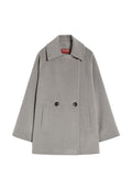 Max Mara double-breasted short virgin wool coat - grey
