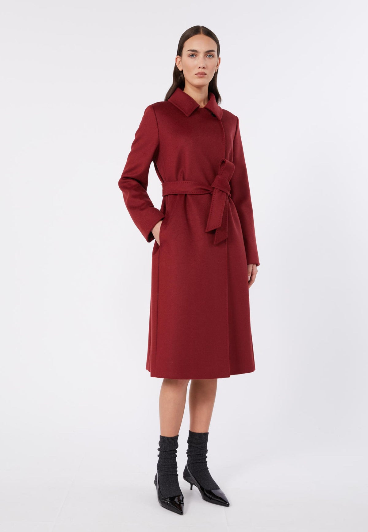 Max Mara Studio - Cappotto lungo doppiopetto con cintura 