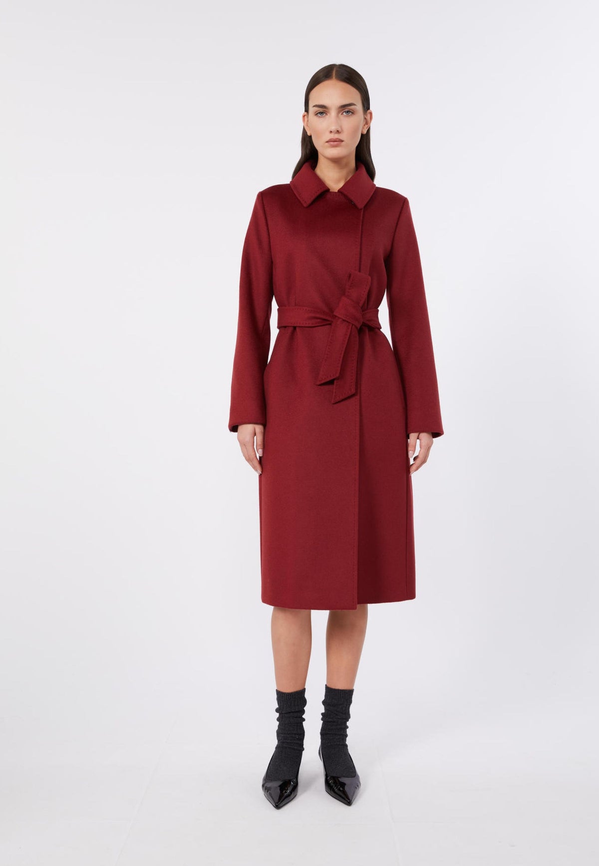 Max Mara Studio - Cappotto lungo doppiopetto con cintura 