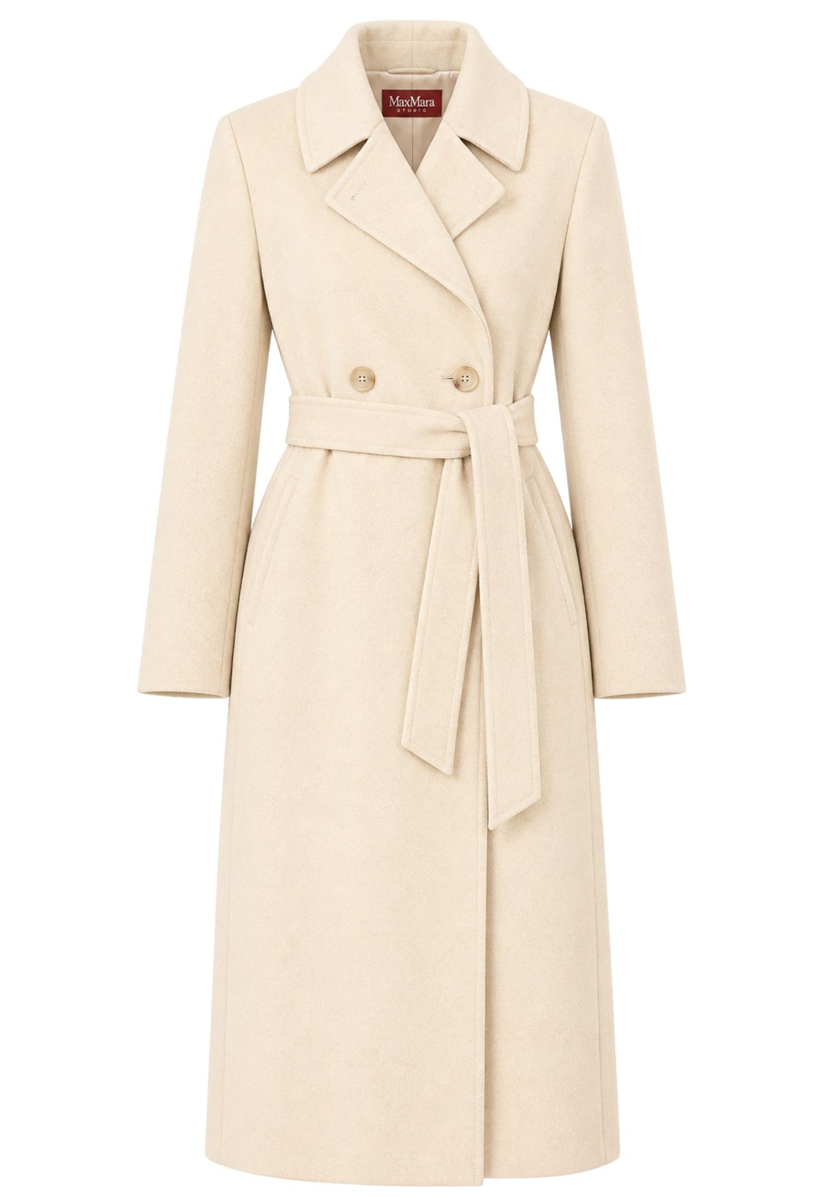Max Mara Studio - Cappotto lungo in pura lana vergine con cintura 