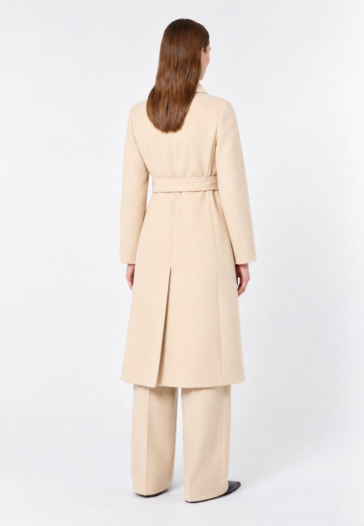 Max Mara Studio - Cappotto lungo in pura lana vergine con cintura 