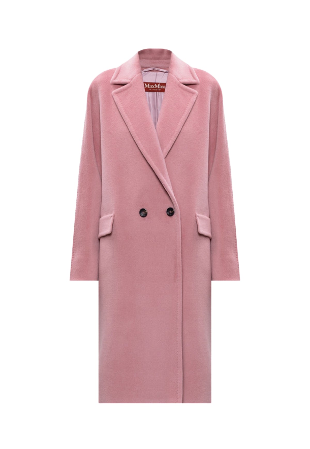 Max Mara Studio - Cappotto doppiopetto in lana rosa 