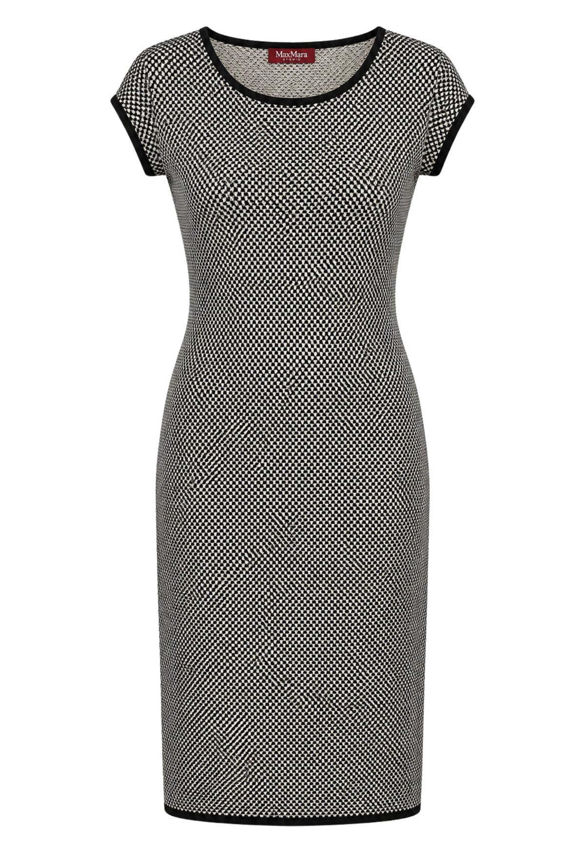 MAX MARA STUDIO - Abito Donna in Maglia Jacquard Bianco e Nero con Maniche Corte 