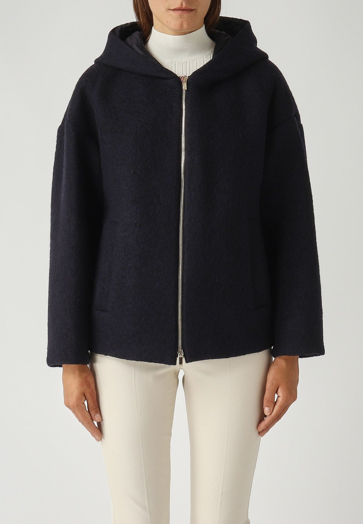 Max Mara Studio Giacca Fune in misto lana con cappuccio 
