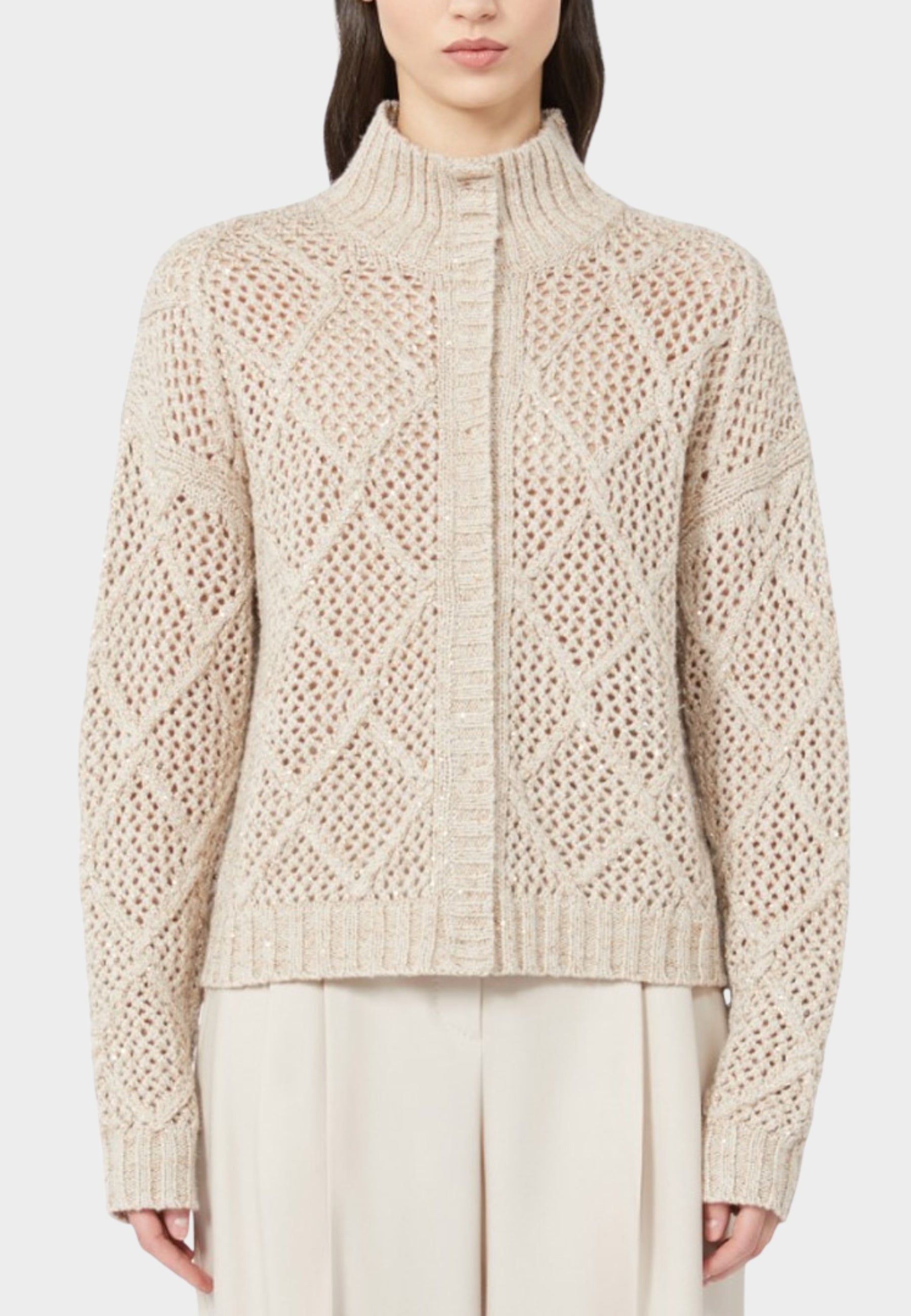 Max Mara Studio Ghinea - Cardigan in Lana e Cashmere con Paillettes 
