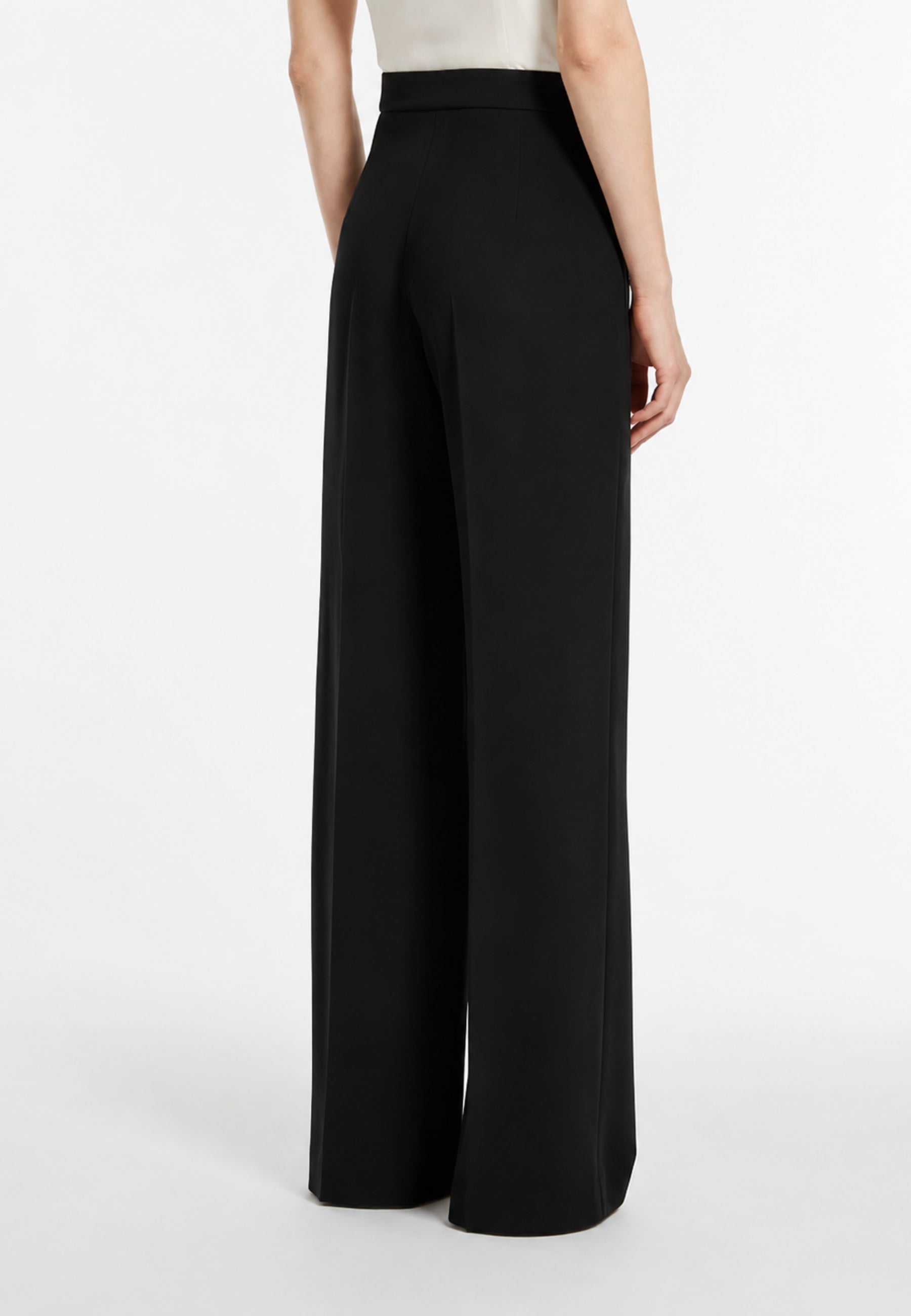 Max Mara Pantaloni Donna Maresca in Cady Nero a Vita Alta 