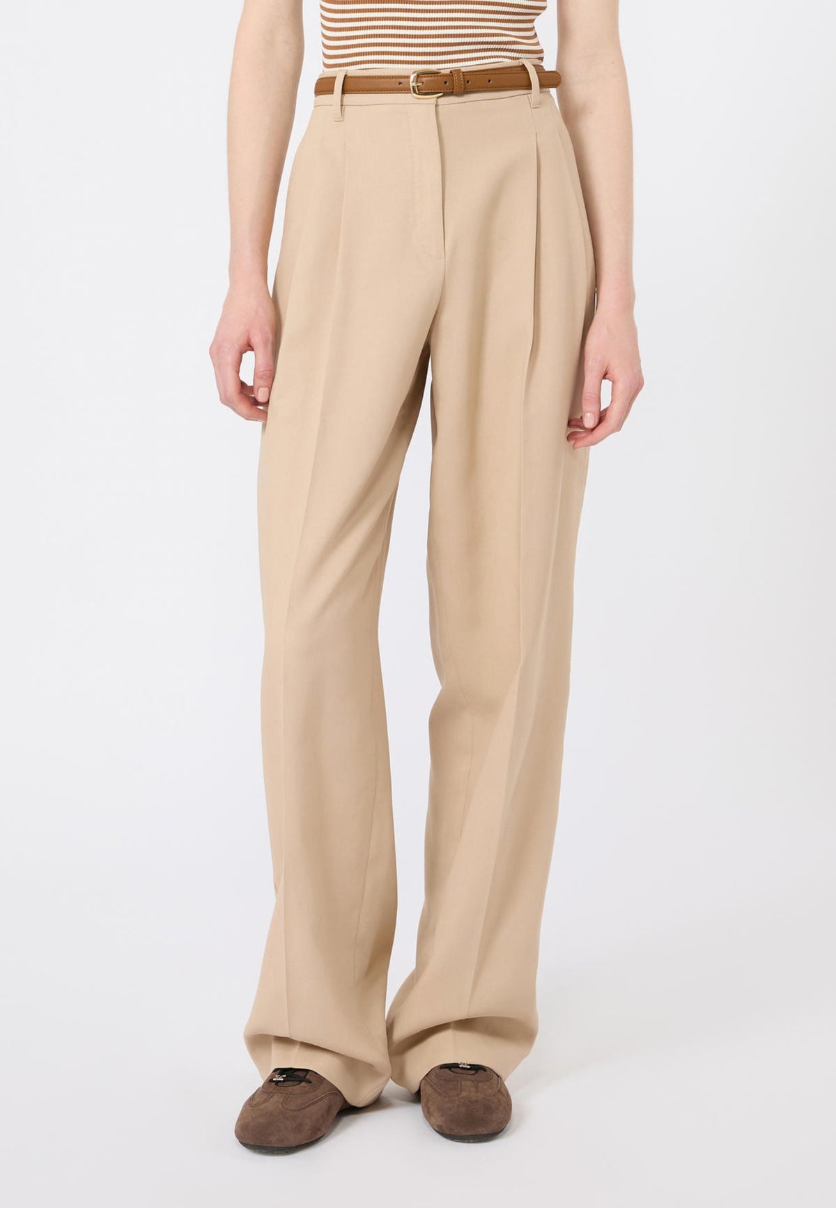 Max Mara Studio Pantalone in Cotone Crêpe con Cintura 