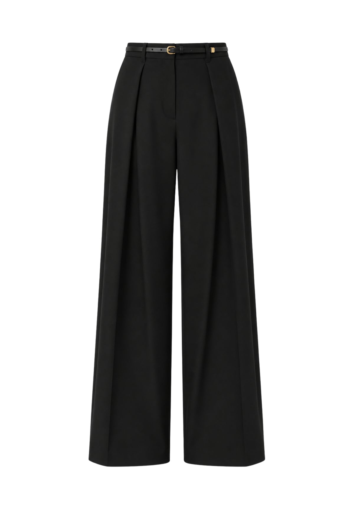 Max Mara Studio Pantalone Wide Leg in Lana Stretch con Cintura 