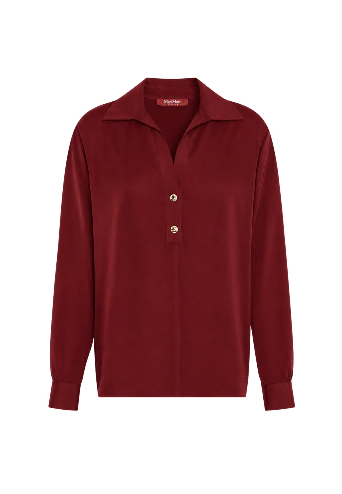 Max Mara Studio - Camicia polo in crêpe de Chine di seta - Rubino 