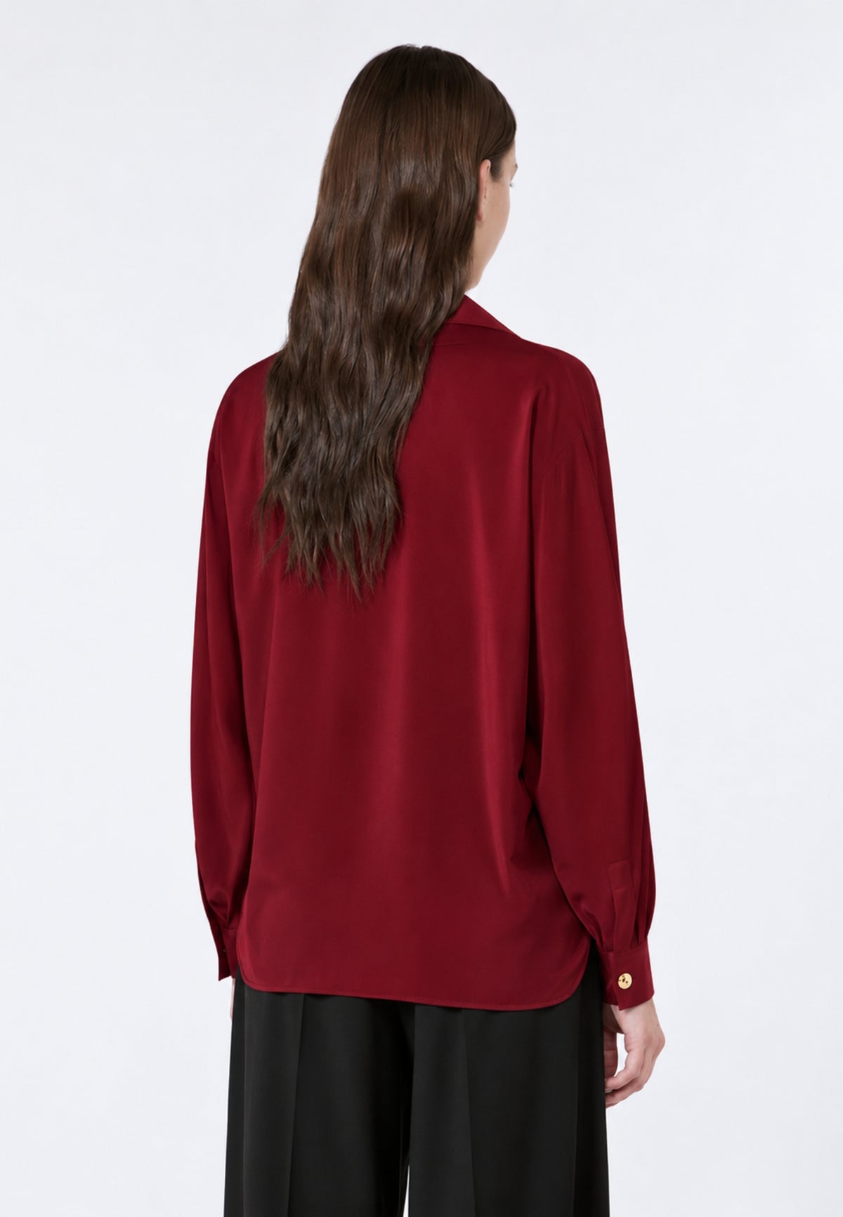Max Mara Studio - Camicia polo in crêpe de Chine di seta - Rubino 