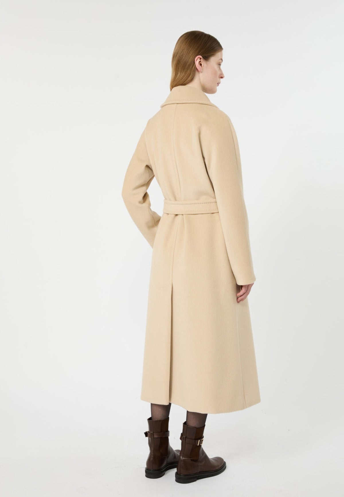 Max Mara Studio - Cappotto lungo in pura lana con cintura 