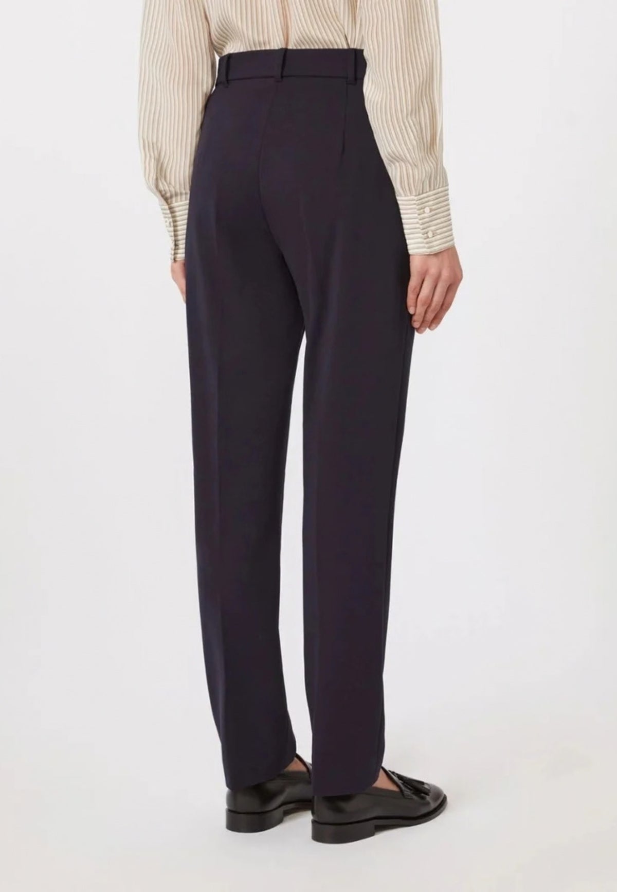 Max Mara Studio - Pantalone slim fit in jersey di viscosa Punto Milano Blu 