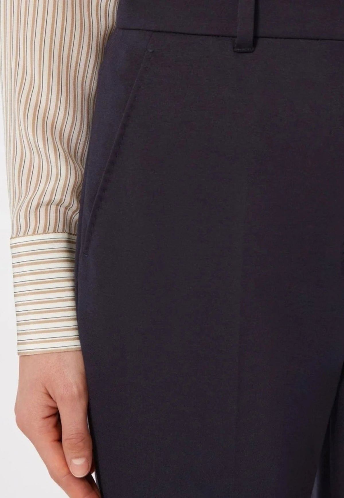 Max Mara Studio - Pantalone slim fit in jersey di viscosa Punto Milano Blu 