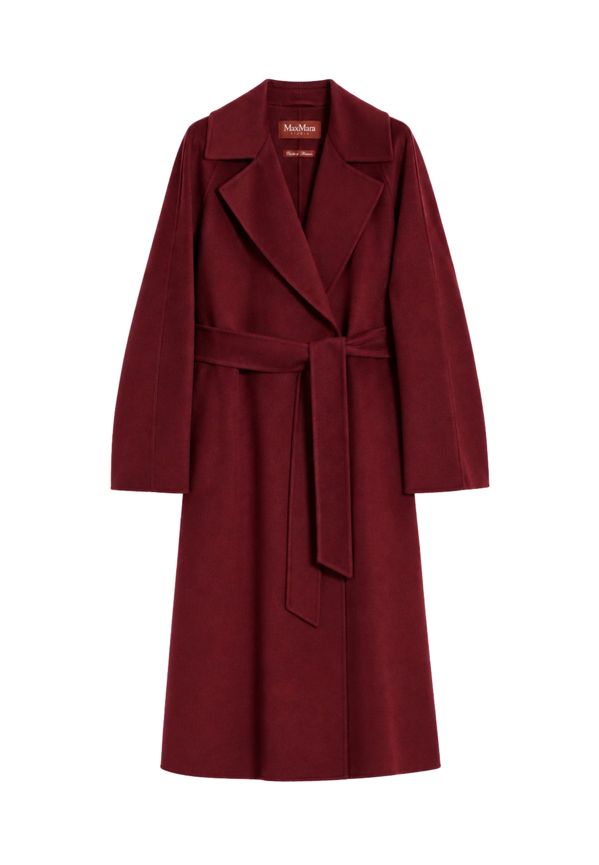 Max Mara Studio - Cappotto lungo a vestaglia in lana, cashmere e seta - Rubino 