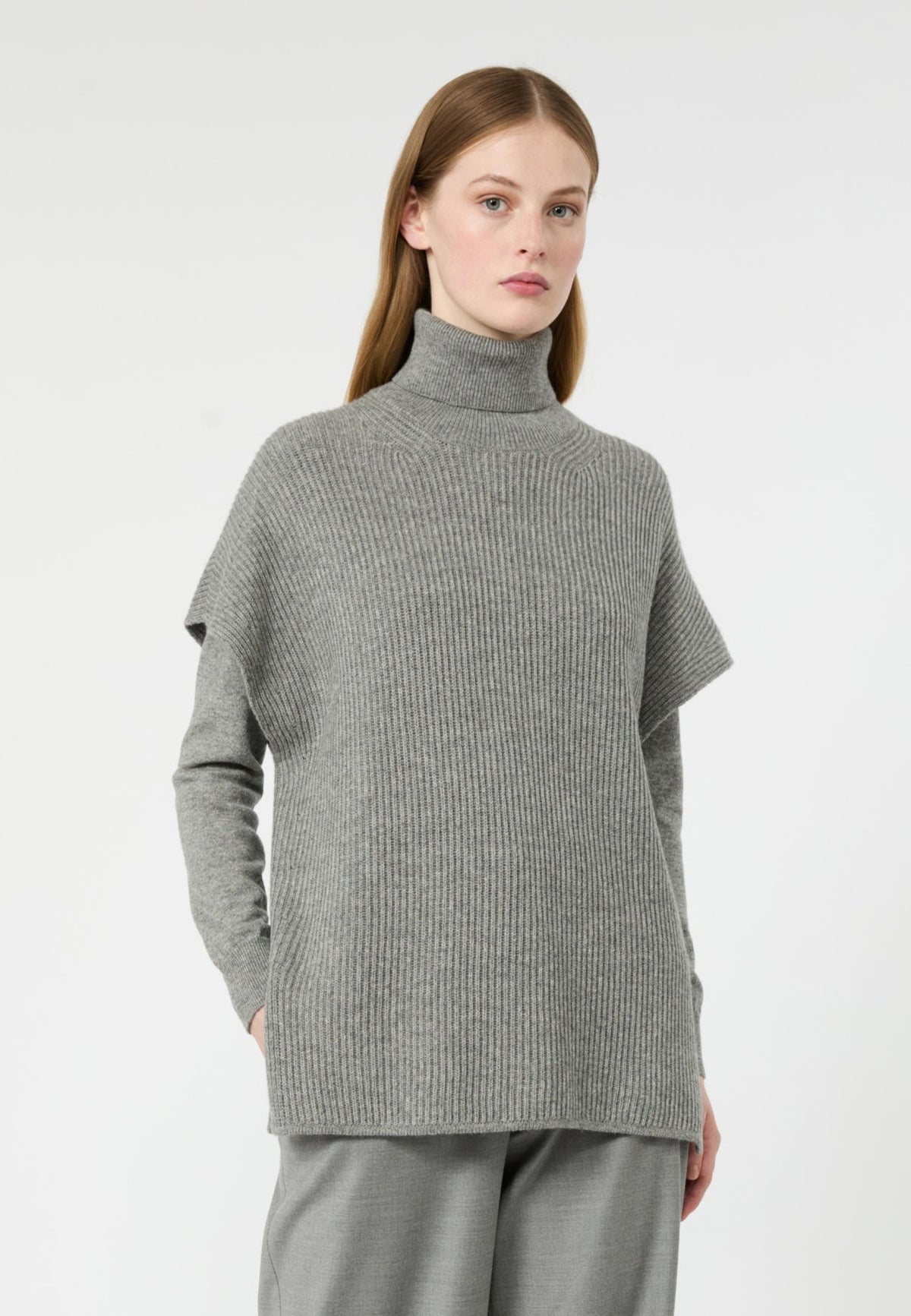 Max Mara Studio - Gilet in lana e cashmere a costa inglese 