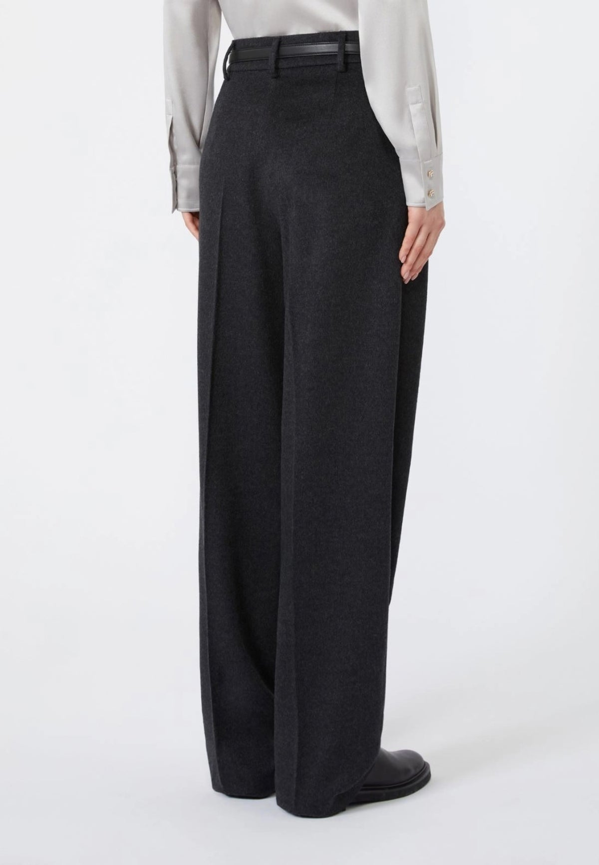 Max Mara Studio - Pantalone wide leg in pura lana - Antracite 