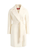 Max Mara Studio - Cappotto a vestaglia in drap di pura lana Bianco Lana