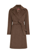 Max Mara Studio - Cappotto a vestaglia in drap di pura lana Castagna