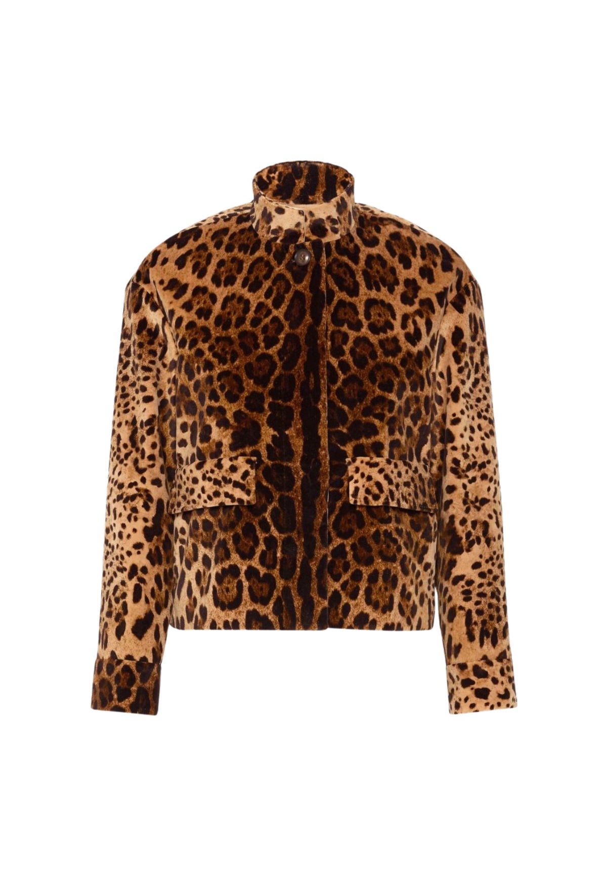 Max Mara Studio Giacca Boxy in Velluto Animalier Marrone 