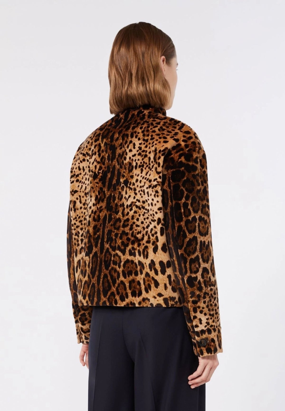 Max Mara Studio Giacca Boxy in Velluto Animalier Marrone 