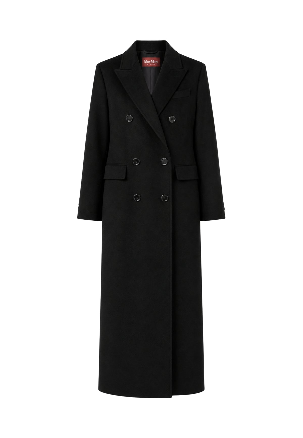 Max Mara Studio Cappotto Lungo Doppiopetto in Pura Lana 