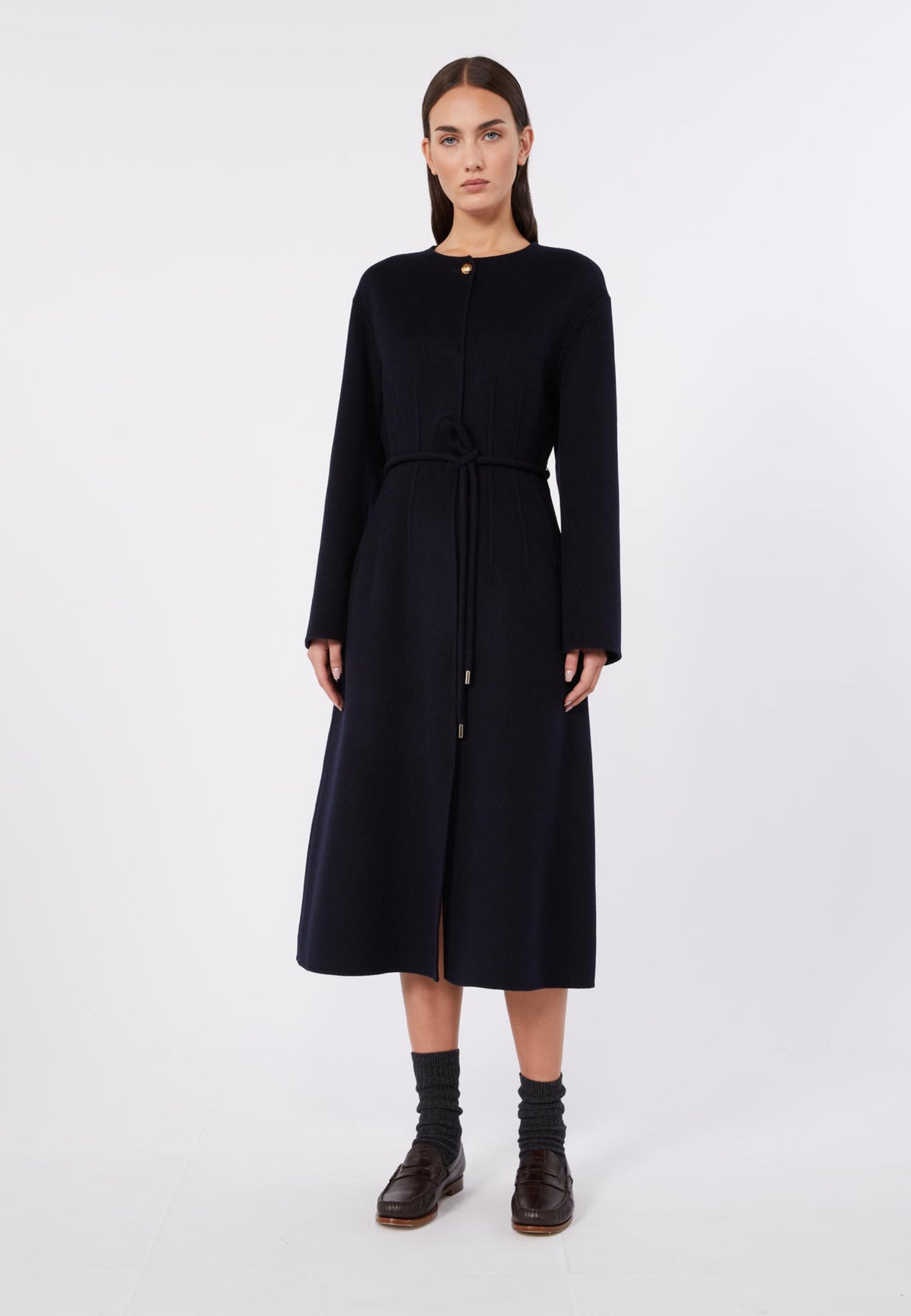 Max Mara Studio - Cappotto lungo redingote in lana, cashmere e seta 