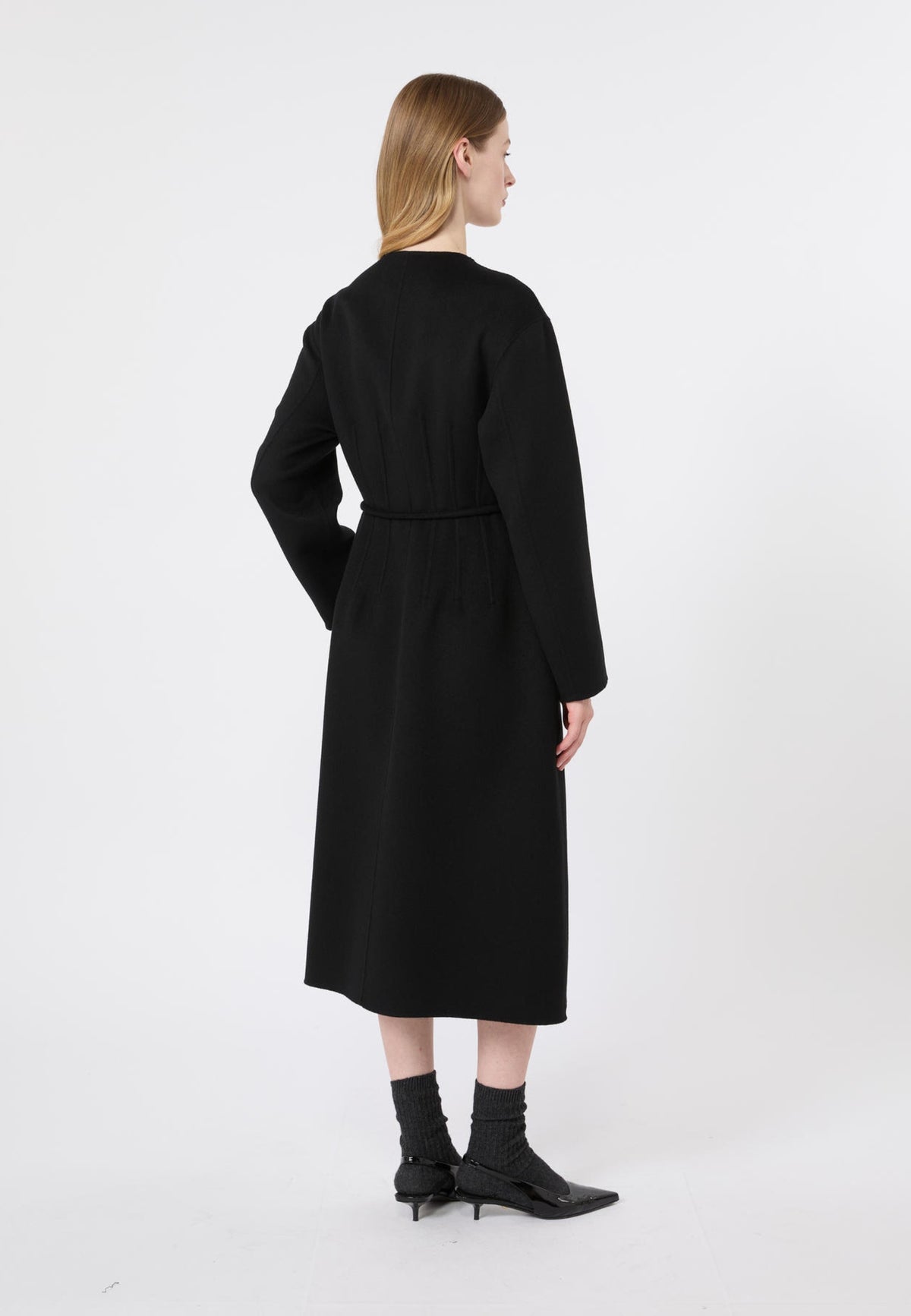 Max Mara Studio - Cappotto lungo redingote in lana, cashmere e seta 