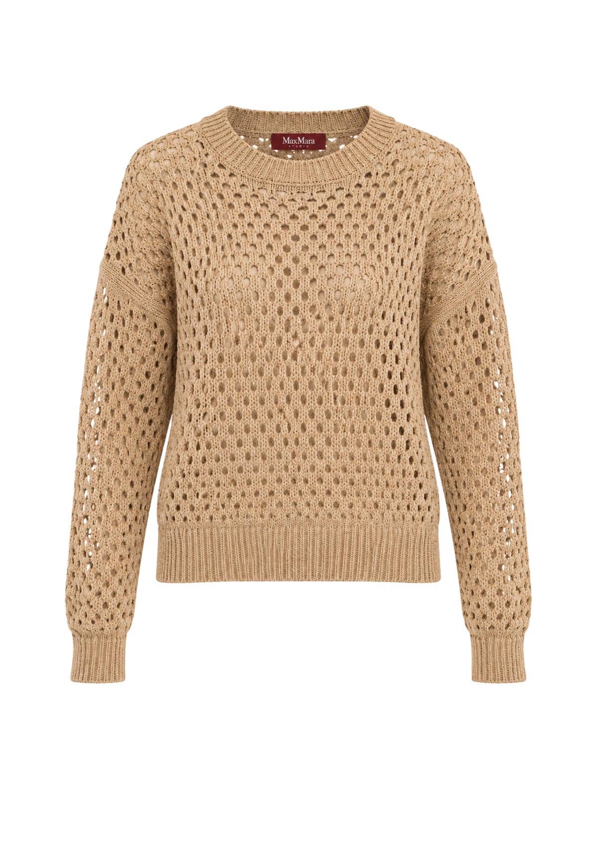 Max Mara Studio Maglia in Cotone a Punto Rete con Paillettes 