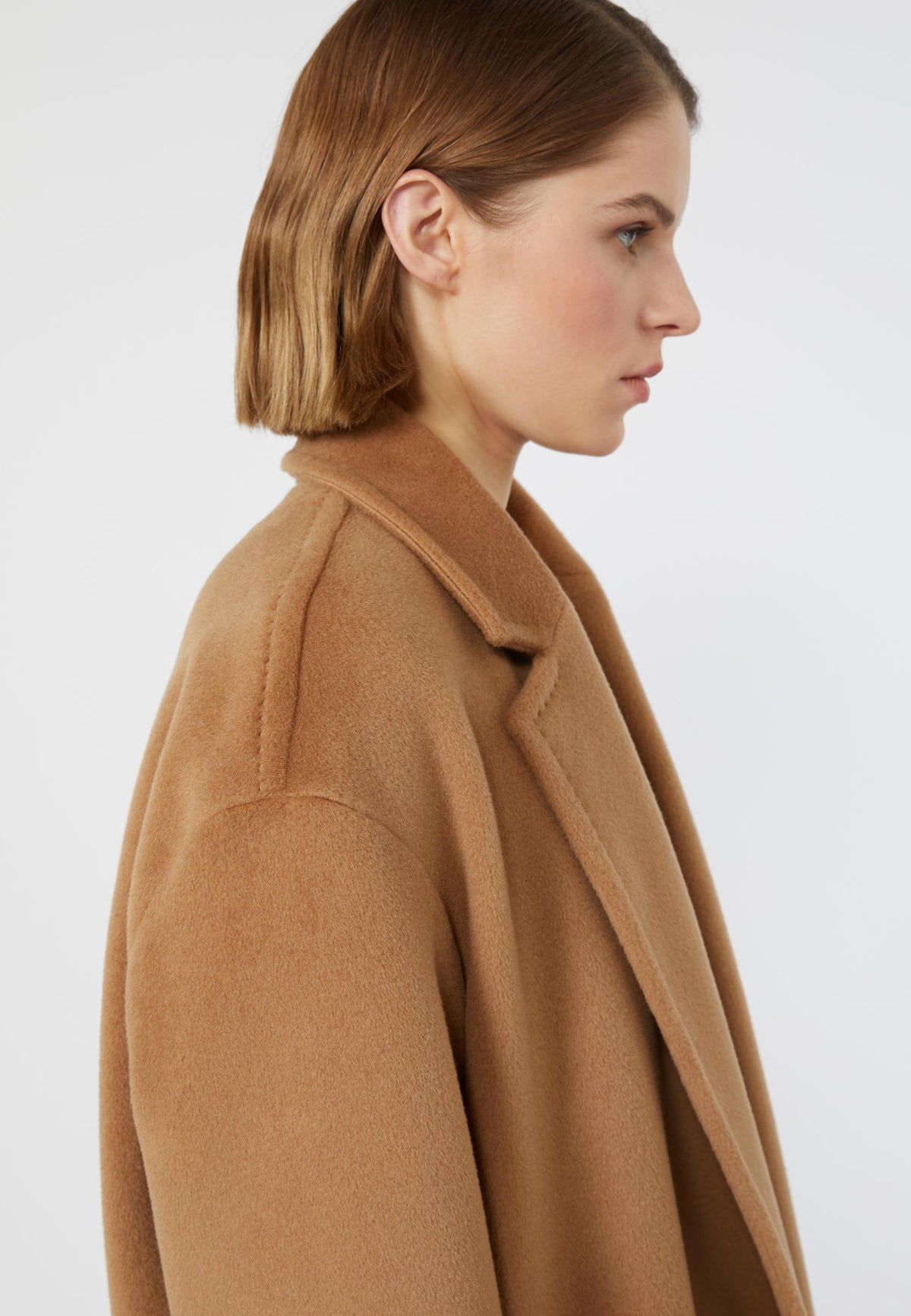 Max Mara Studio - Cappotto lungo in pura lana con cintura 