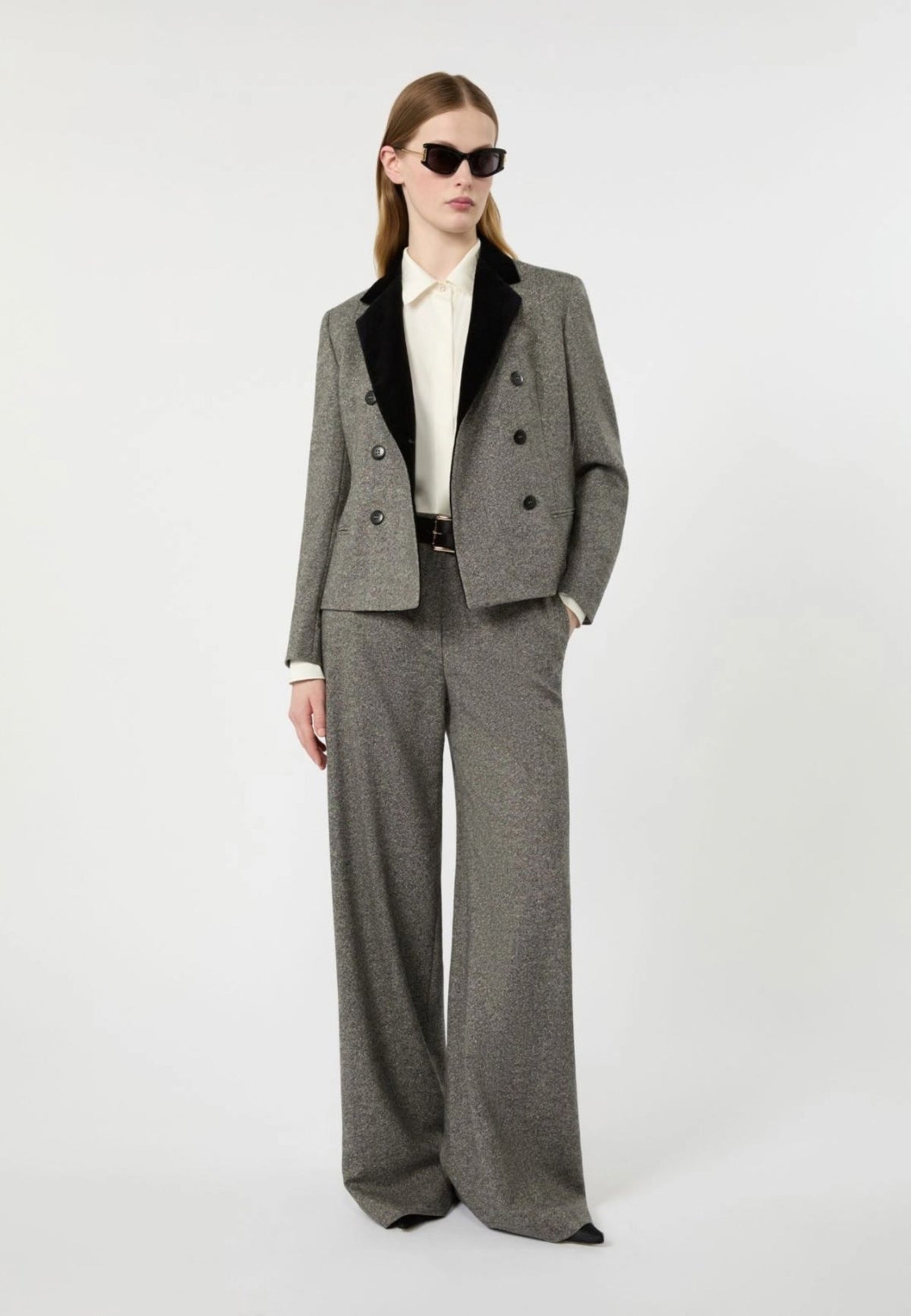 Max Mara Studio Pantalone in Mista Lana e Seta con Cintura 