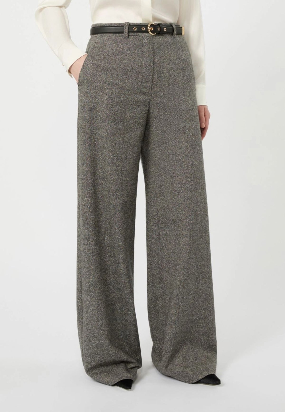 Max Mara Studio Pantalone in Mista Lana e Seta con Cintura 