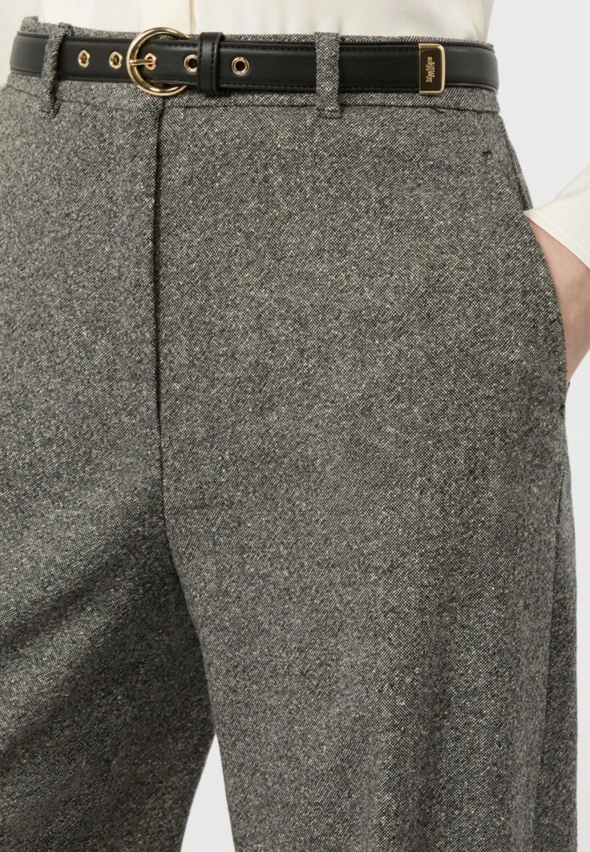 Max Mara Studio Pantalone in Mista Lana e Seta con Cintura 