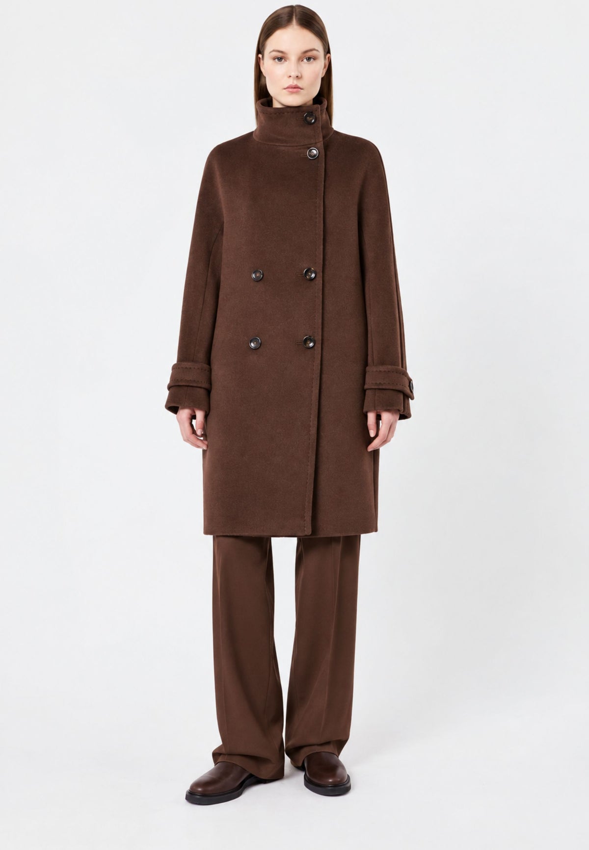 Max Mara Studio Cappotto Giunchi in Alpaca e Lana 
