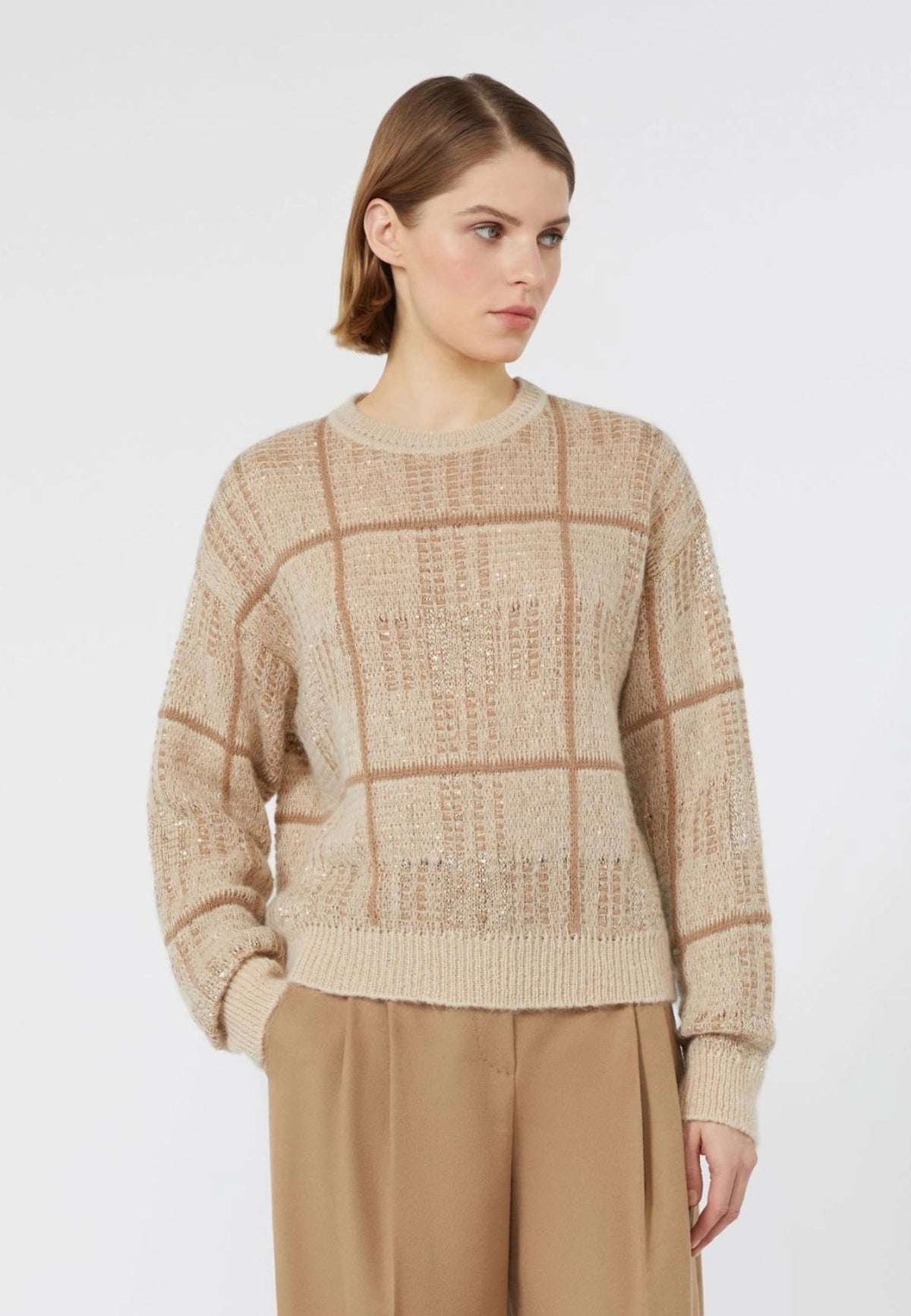 Max Mara Studio Maglia Boxy in Lana, Mohair e Cashmere con Paillettes 